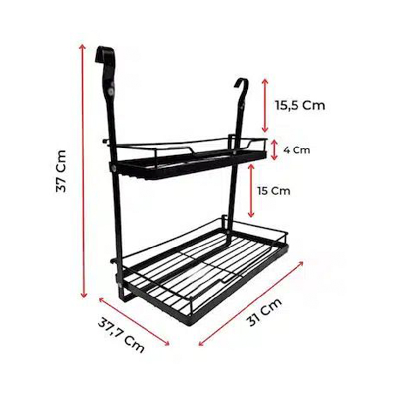 Βάση Οργάνωσης Κουζίνας Σετ Επιτοίχια Ράφια με Γάντζους σε Ράγα Μεταλλική 119x24x38cm Μαύρα Βάση Οργάνωσης Κουζίνας Σετ Επιτοίχια Ράφια με Γάντζους σε Ράγα Μεταλλική 119x24x38cm Μαύρα