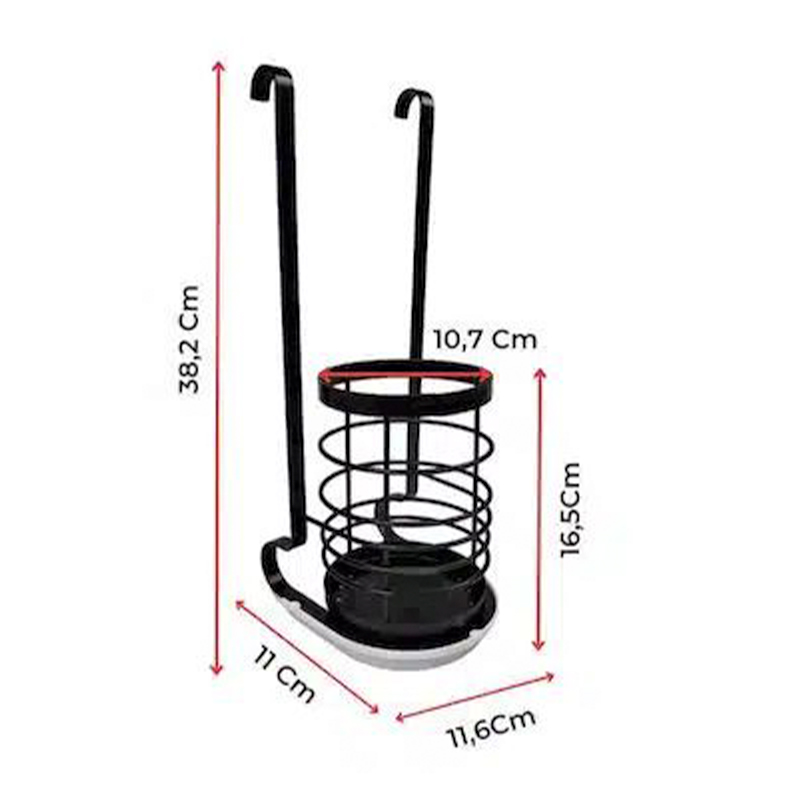 Βάση Οργάνωσης Κουζίνας Σετ Επιτοίχια Ράφια με Γάντζους σε Ράγα Μεταλλική 119x24x38cm Μαύρα Βάση Οργάνωσης Κουζίνας Σετ Επιτοίχια Ράφια με Γάντζους σε Ράγα Μεταλλική 119x24x38cm Μαύρα