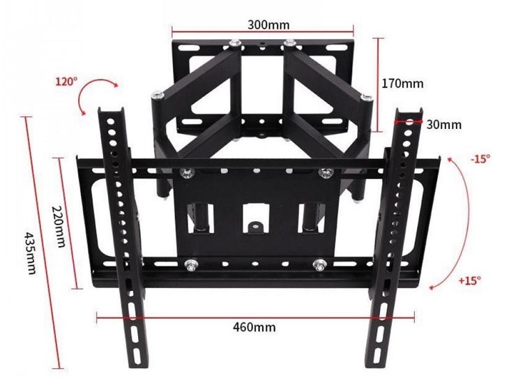 Βάση Τηλεόρασης για Τοίχο με Βραχίωνα - Έως 80'' και 40Kg - Μαύρη Βάση Τηλεόρασης για Τοίχο με Βραχίωνα - Έως 80'' και 40Kg - Μαύρη