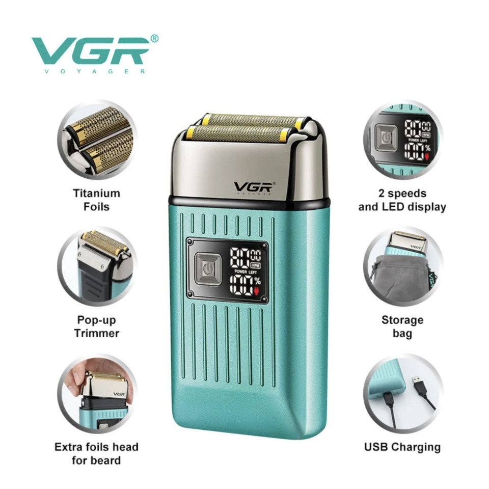 VGR Επαγγελματική Ξυριστική Μηχανή Αδιάβροχη με Οθόνη LED με Μπαταρία Μεγάλης Χωρητικότητας 1400mAh VGR Επαγγελματική Ξυριστική Μηχανή Αδιάβροχη με Οθόνη LED με Μπαταρία Μεγάλης Χωρητικότητας 1400mAh