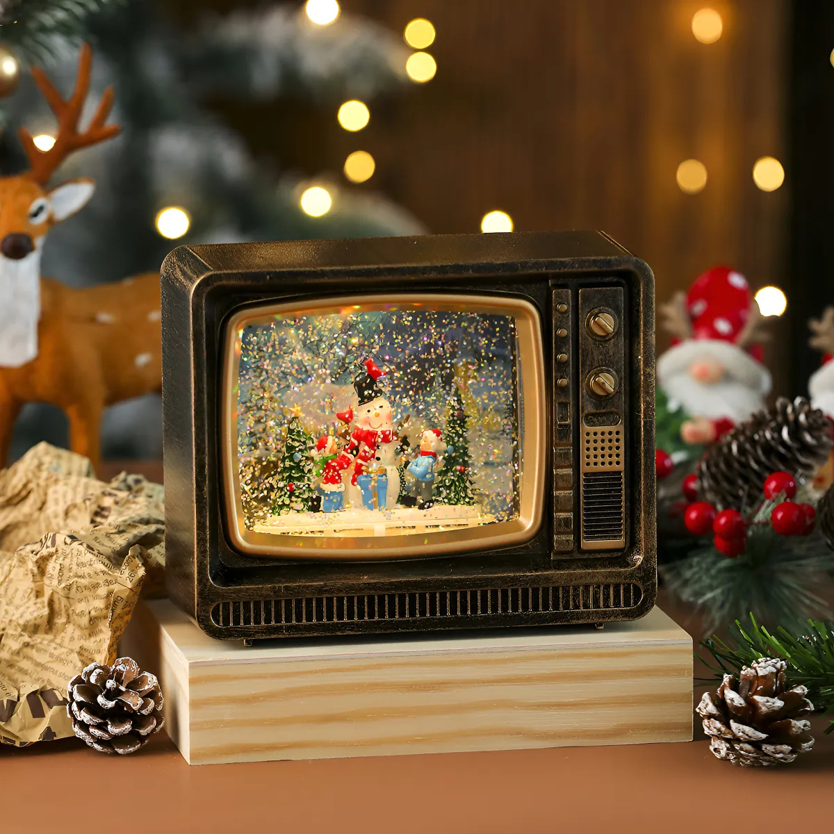 Vintage Χριστουγεννιάτικη Διακοσμητική Τηλεόραση με Εφέ Χιονιού & Φωτισμό LED 20.5 x 8.8 x 25cm Vintage Χριστουγεννιάτικη Διακοσμητική Τηλεόραση με Εφέ Χιονιού & Φωτισμό LED 20.5 x 8.8 x 25cm