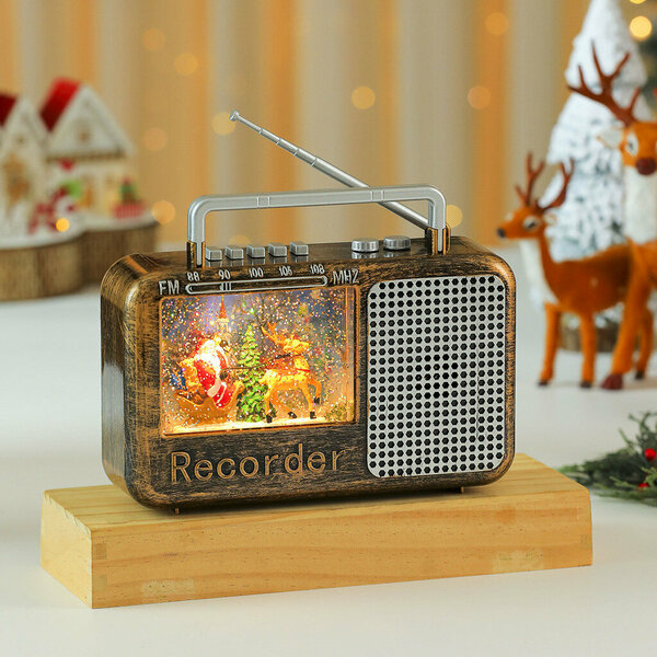 Vintage Χριστουγεννιάτικο Φωτεινό Ραδιόφωνο με Χρυσόσκονη & Μουσική Vintage Χριστουγεννιάτικο Φωτεινό Ραδιόφωνο με Χρυσόσκονη & Μουσική