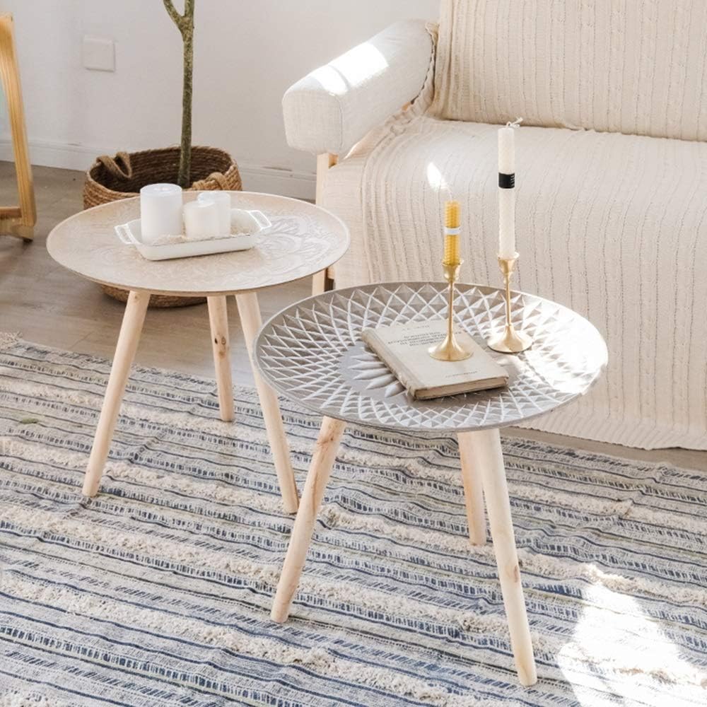 Βοηθητικό Στρογγυλό Τραπεζάκι με Ανάγλυφο Σχέδιο - 44 x 49 Βοηθητικό Στρογγυλό Τραπεζάκι με Ανάγλυφο Σχέδιο - 44 x 49