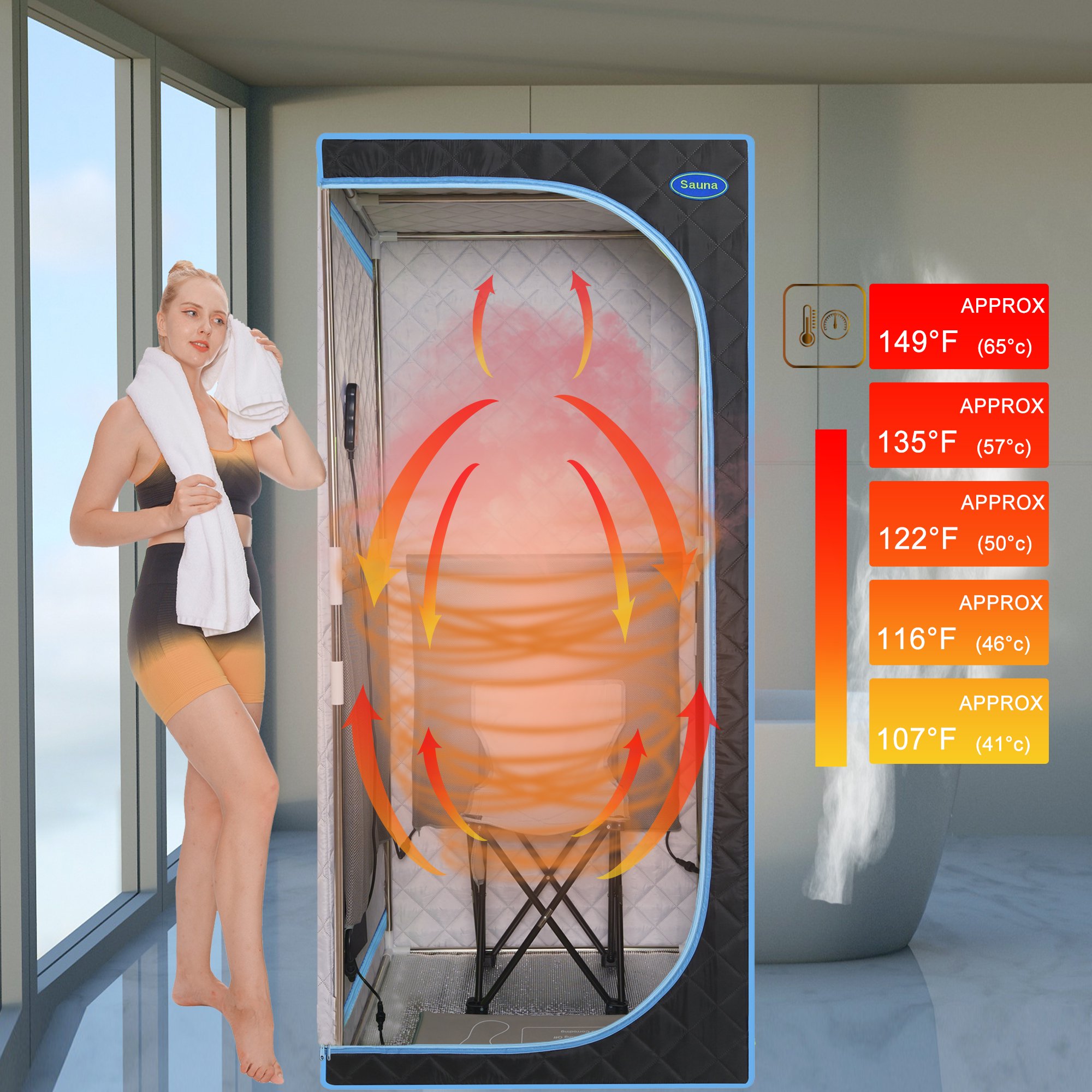 VSauna 2.0 Ολόσωμη Φορητή Ατομική Σάουνα - Χαμάμ Ατμού με Ισοθερμική Αδιάβροχη Καμπίνα & Τηλεκοντρόλ - Portable Steam Sauna Μαύρο VSauna 2.0 Ολόσωμη Φορητή Ατομική Σάουνα - Χαμάμ Ατμού με Ισοθερμική Αδιάβροχη Καμπίνα & Τηλεκοντρόλ - Portable Steam Sauna Μαύρο