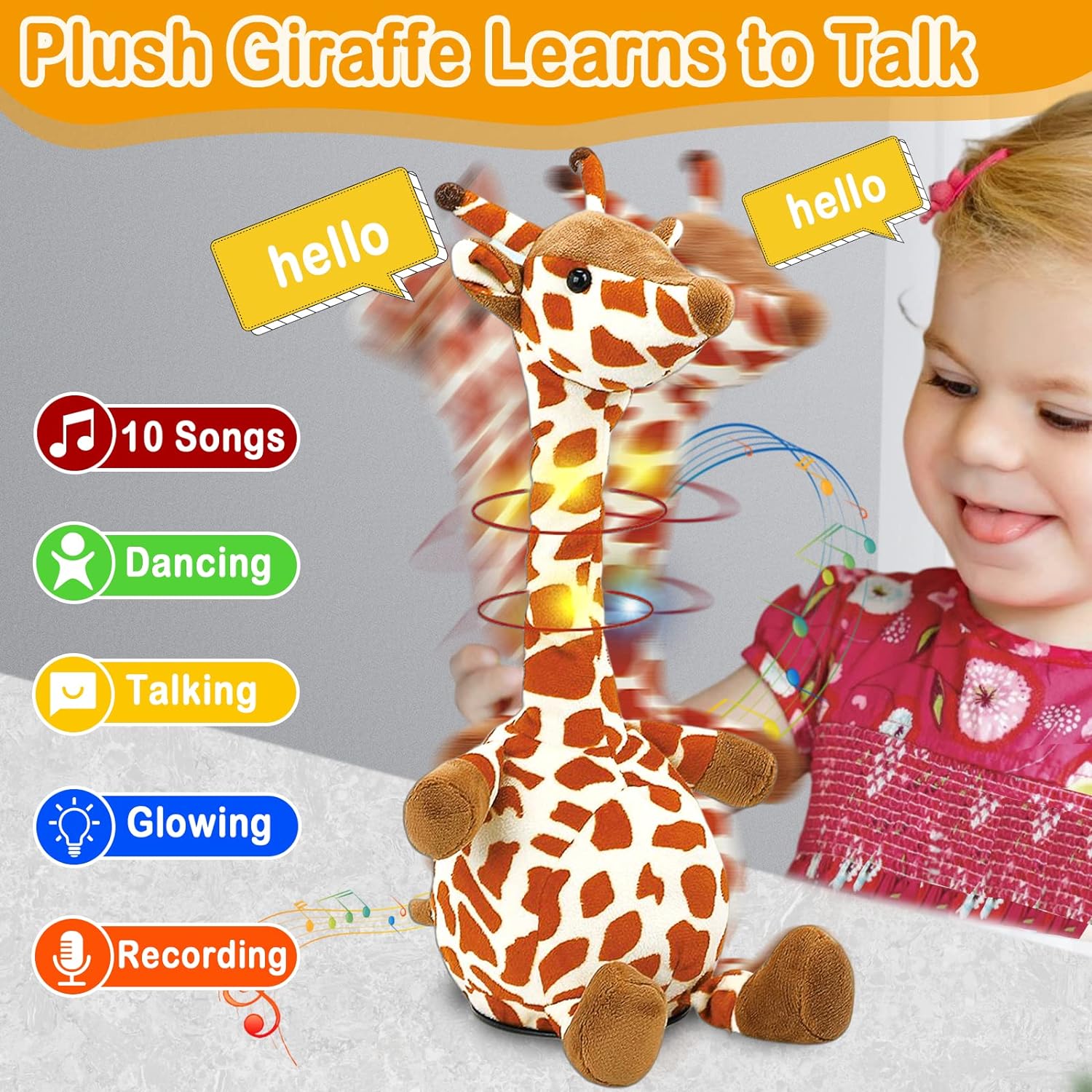 Χαριτωμένο Λούτρινο Παιχνίδι Καμηλοπάρδαλη με Μουσική & Κίνηση για Ηλικίες 1-6 Ετών Χαριτωμένο Λούτρινο Παιχνίδι Καμηλοπάρδαλη με Μουσική & Κίνηση για Ηλικίες 1-6 Ετών