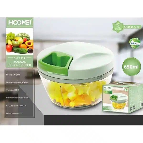 Χειροκίνητος Πολυκόπτης με Λεπίδες από Ανοξείδωτο Ατσάλι και Δοχείο 650ml της Hoomei Χειροκίνητος Πολυκόπτης με Λεπίδες από Ανοξείδωτο Ατσάλι και Δοχείο 650ml της Hoomei