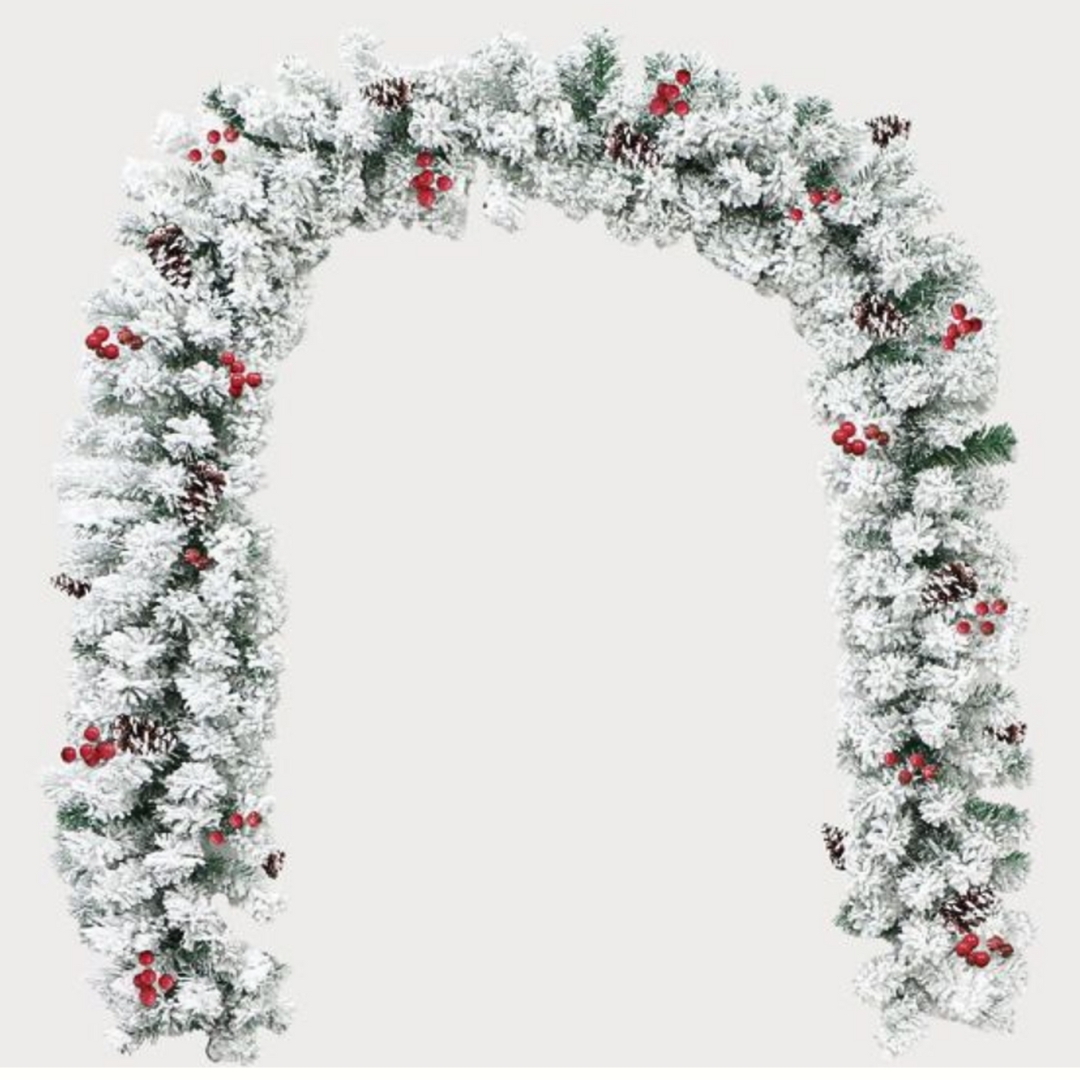 Χιονισμένη Χριστουγεννιάτικη Γιρλάντα με Κουκουνάρια και Κόκκινα Μούρα - 270 cm Χιονισμένη Χριστουγεννιάτικη Γιρλάντα με Κουκουνάρια και Κόκκινα Μούρα - 270 cm