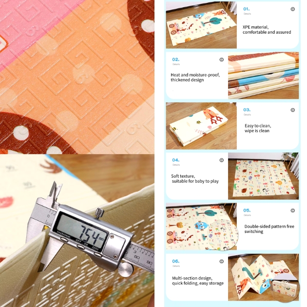 XL Μεγάλο Παιδικό Αναδιπλούμενο Χαλάκι Παιχνιδιού με Ζωάκια - 180 x 200cm - ForHome XL Μεγάλο Παιδικό Αναδιπλούμενο Χαλάκι Παιχνιδιού με Ζωάκια - 180 x 200cm - ForHome