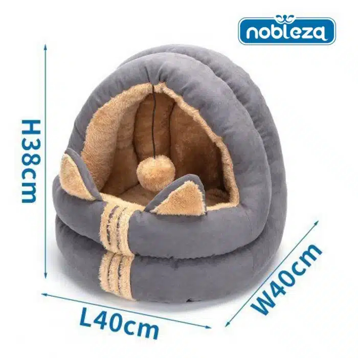 Xνουδωτή Φωλιά Γάτας με Κρεμαστό Παιχνίδι 40x40x38cm Nobleza Γκρι - Καφέ Xνουδωτή Φωλιά Γάτας με Κρεμαστό Παιχνίδι 40x40x38cm Nobleza Γκρι - Καφέ