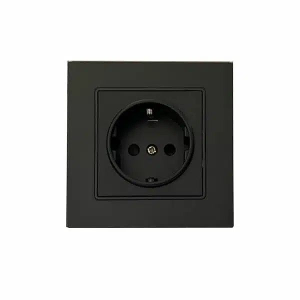 Χωνευτή Πρίζα Ρεύματος Τοίχου με Γυάλινη Πρόσοψη και Ματ Υποδοχή σε Μαύρο Χρώμα Μονή Χωνευτή Πρίζα Ρεύματος Τοίχου με Γυάλινη Πρόσοψη και Ματ Υποδοχή σε Μαύρο Χρώμα Μονή