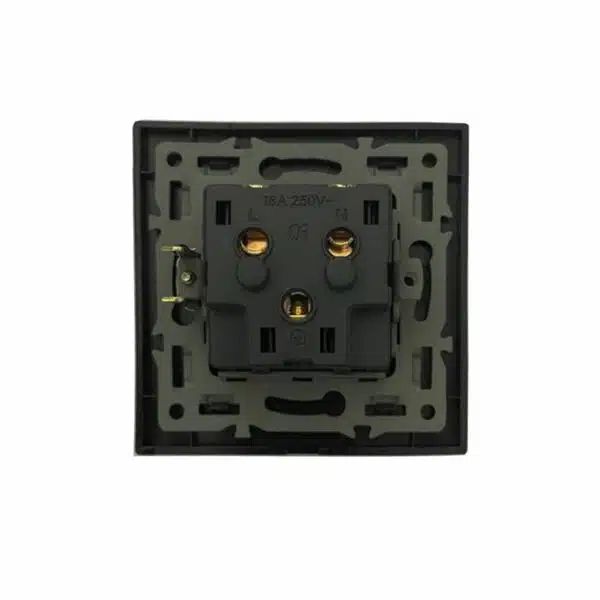 Χωνευτή Πρίζα Ρεύματος Τοίχου με Γυάλινη Πρόσοψη και Ματ Υποδοχή σε Μαύρο Χρώμα Μονή Χωνευτή Πρίζα Ρεύματος Τοίχου με Γυάλινη Πρόσοψη και Ματ Υποδοχή σε Μαύρο Χρώμα Μονή