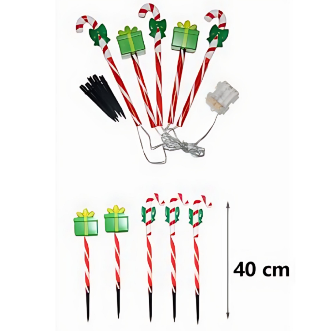 Χριστουγεννιάτικα Διακοσμητικά LED Γλειφιτζούρια - Σετ 5 τεμαχίων Χριστουγεννιάτικα Διακοσμητικά LED Γλειφιτζούρια - Σετ 5 τεμαχίων