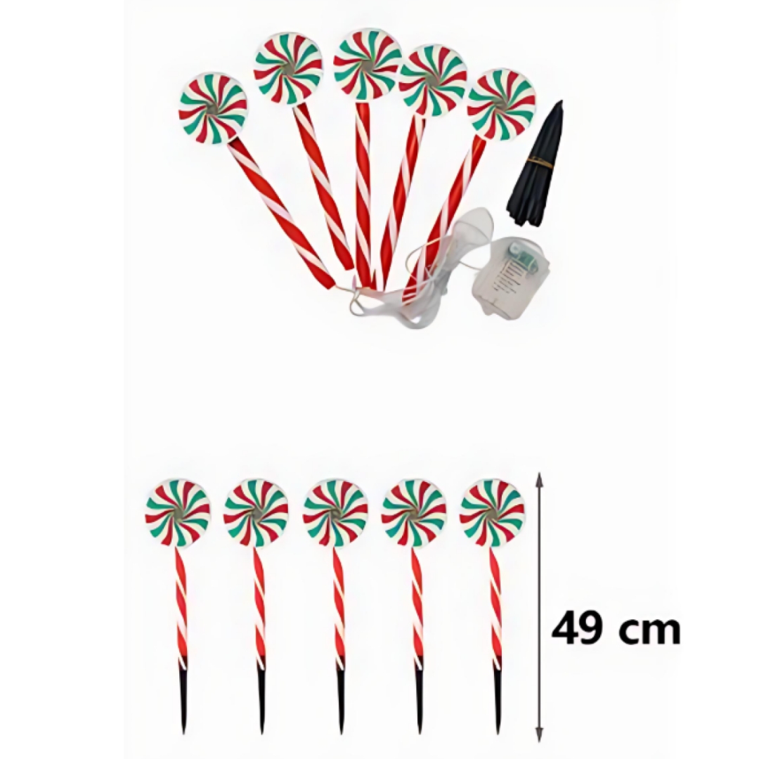 Χριστουγεννιάτικα Διακοσμητικά LED Γλειφιτζούρια - Σετ 5 τεμαχίων Χριστουγεννιάτικα Διακοσμητικά LED Γλειφιτζούρια - Σετ 5 τεμαχίων