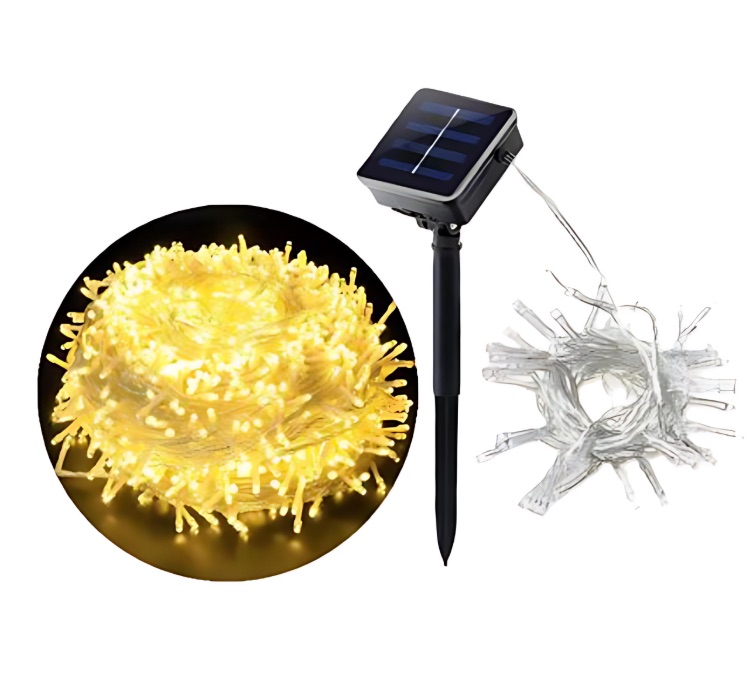 Χριστουγεννιάτικα Ηλιακά Λαμπάκια 500 LED 25m Θερμού Λευκού – Εξωτερική Διακόσμηση με Ηλιακό Πάνελ Χριστουγεννιάτικα Ηλιακά Λαμπάκια 500 LED 25m Θερμού Λευκού – Εξωτερική Διακόσμηση με Ηλιακό Πάνελ