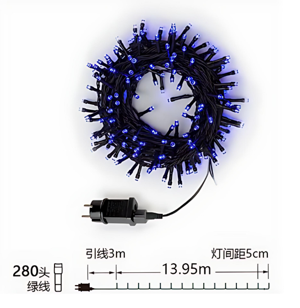 Χριστουγεννιάτικα Λαμπάκια 13.95m με 280 LED Μπλε Φωτισμού, IP44 Χριστουγεννιάτικα Λαμπάκια 13.95m με 280 LED Μπλε Φωτισμού, IP44