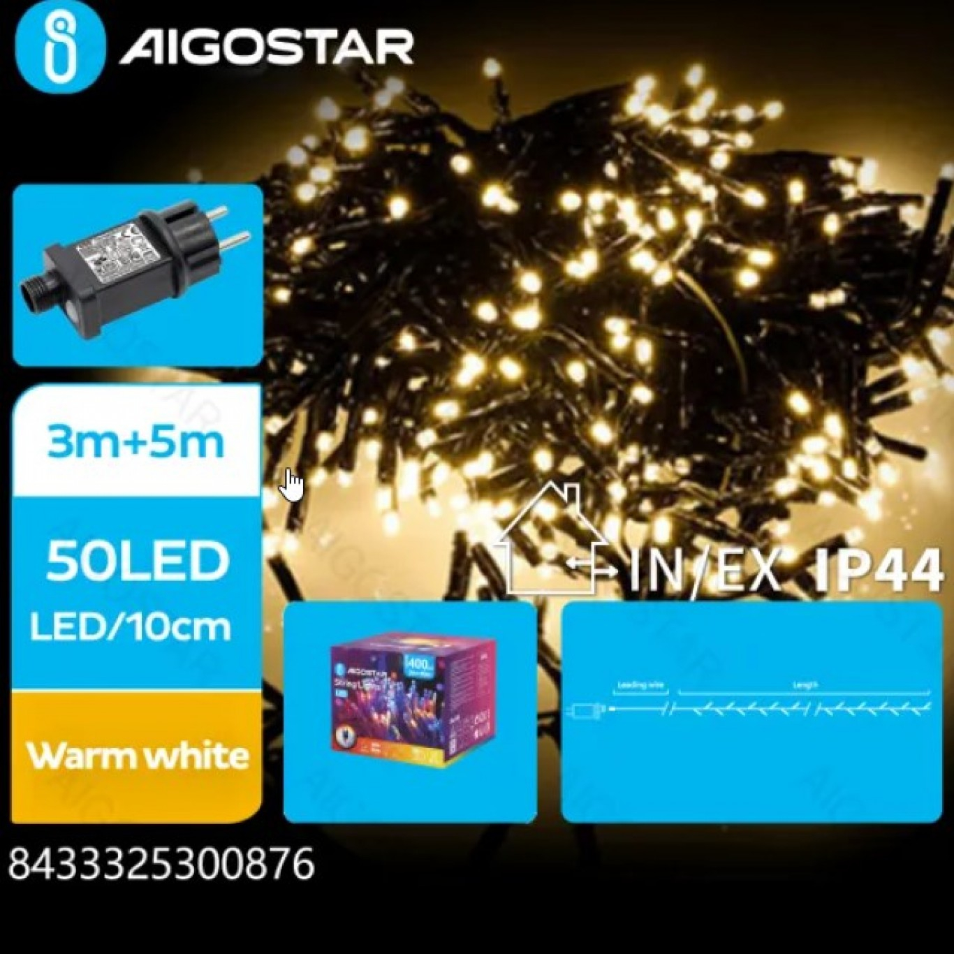 Χριστουγεννιάτικα Λαμπάκια Ρεύματος με Πράσινο Καλώδιο 5m με Θερμό Φωτισμό και 8 Προγράμματα Λειτουργίας Χριστουγεννιάτικα Λαμπάκια Ρεύματος με Πράσινο Καλώδιο 5m με Θερμό Φωτισμό και 8 Προγράμματα Λειτουργίας