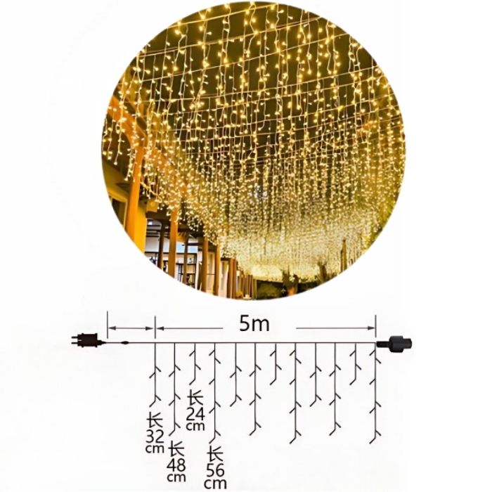 Χριστουγεννιάτικα Λαμπάκια Βροχή 200 LED 5m Θερμού Φωτισμού Χριστουγεννιάτικα Λαμπάκια Βροχή 200 LED 5m Θερμού Φωτισμού