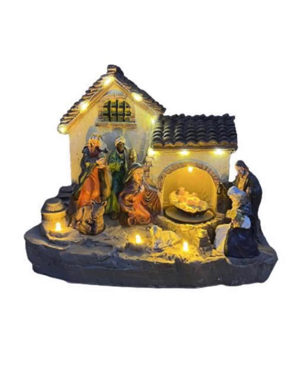 Χριστουγεννιάτικη φάτνη φωτιζόμενη με θερμό LED φως και γιορτινή μουσική Χριστουγεννιάτικη φάτνη φωτιζόμενη με θερμό LED φως και γιορτινή μουσική