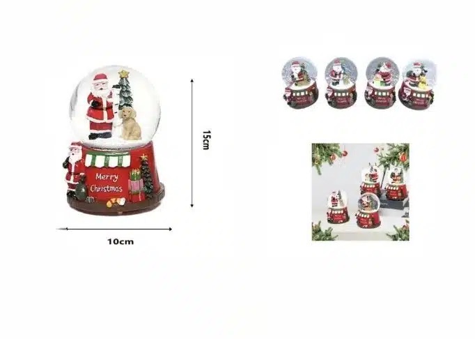 Χριστουγεννιάτικη Γυάλινη Χιονόμπαλα Άγιος Βασίλης με Σκυλάκι Χριστουγεννιάτικη Γυάλινη Χιονόμπαλα Άγιος Βασίλης με Σκυλάκι