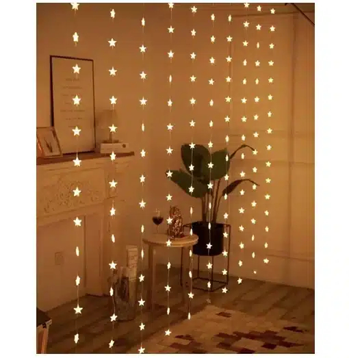 Χριστουγεννιάτικη Κουρτίνα LED Aστέρια Θερμού Λευκού Φωτισμού Χριστουγεννιάτικη Κουρτίνα LED Aστέρια Θερμού Λευκού Φωτισμού