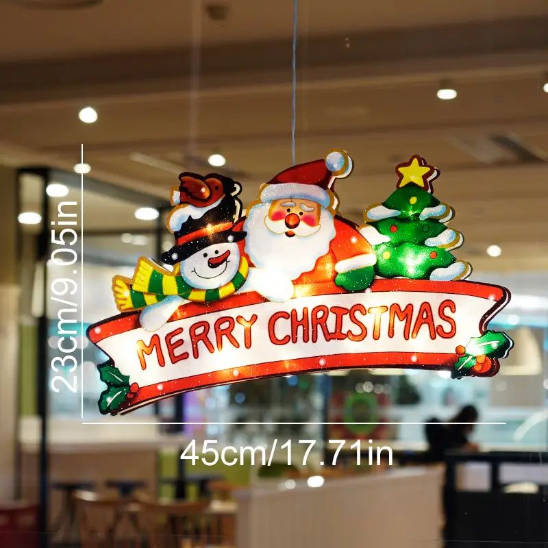 Χριστουγεννιάτικη Κρεμαστή Φιγούρα Αγιος Βασίλης με Χιονάνθρωπο και Δέντρο Μπαταρίας με Βεντούζα και 20 LED Χριστουγεννιάτικη Κρεμαστή Φιγούρα Αγιος Βασίλης με Χιονάνθρωπο και Δέντρο Μπαταρίας με Βεντούζα και 20 LED