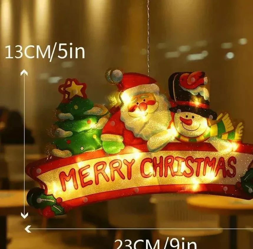 Χριστουγεννιάτικη Κρεμαστή Φιγούρα Αγιος Βασίλης με Χιονάνθρωπο και Δέντρο Μπαταρίας με Βεντούζα και 9 LED Χριστουγεννιάτικη Κρεμαστή Φιγούρα Αγιος Βασίλης με Χιονάνθρωπο και Δέντρο Μπαταρίας με Βεντούζα και 9 LED