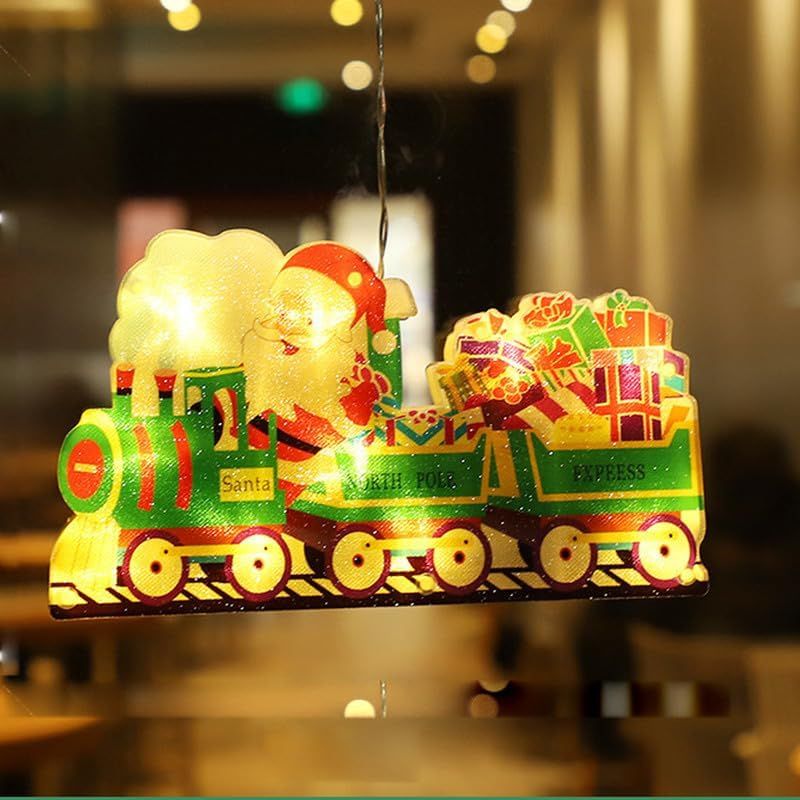 Χριστουγεννιάτικη Κρεμαστή Φιγούρα Τρενάκι με Μπαταρίες Βεντούζα και 10 LED Χριστουγεννιάτικη Κρεμαστή Φιγούρα Τρενάκι με Μπαταρίες Βεντούζα και 10 LED