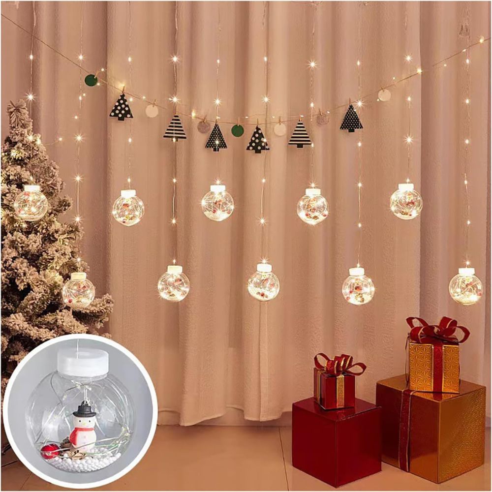 Χριστουγεννιάτικη LED Κουρτίνα 3m με 10 Φωτεινές Μπάλες σε Θερμό Λευκό Χριστουγεννιάτικη LED Κουρτίνα 3m με 10 Φωτεινές Μπάλες σε Θερμό Λευκό