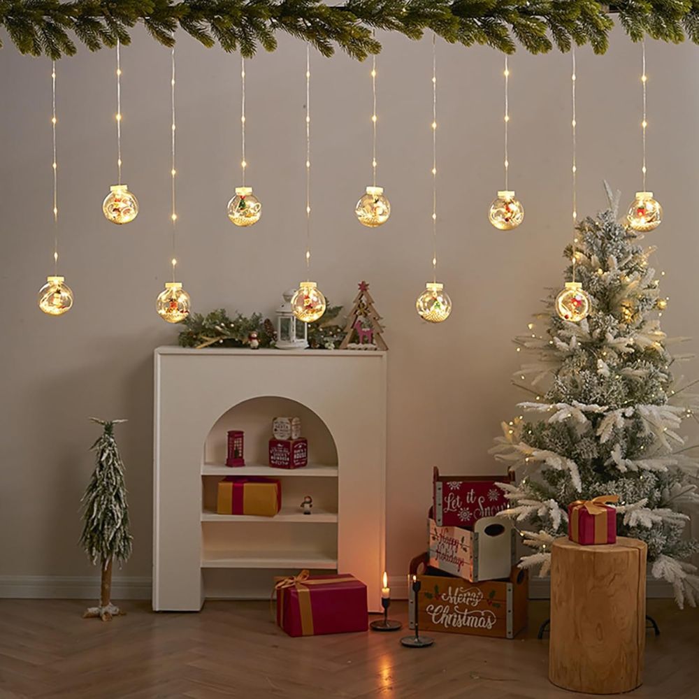 Χριστουγεννιάτικη LED Κουρτίνα 3m με 10 Φωτεινές Μπάλες σε Θερμό Λευκό Χριστουγεννιάτικη LED Κουρτίνα 3m με 10 Φωτεινές Μπάλες σε Θερμό Λευκό