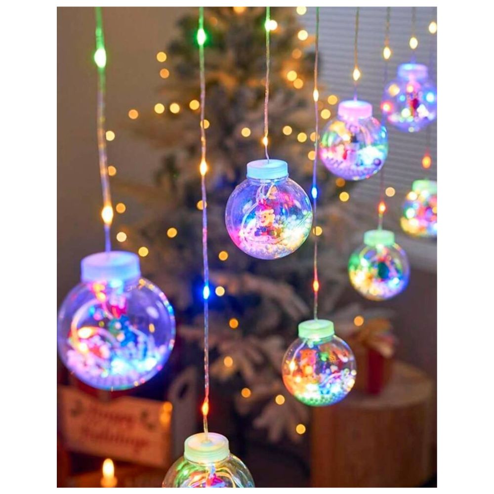 Χριστουγεννιάτικη LED Κουρτίνα 3m με 10 Πολύχρωμες Φωτεινές Μπάλες RGB Χριστουγεννιάτικη LED Κουρτίνα 3m με 10 Πολύχρωμες Φωτεινές Μπάλες RGB