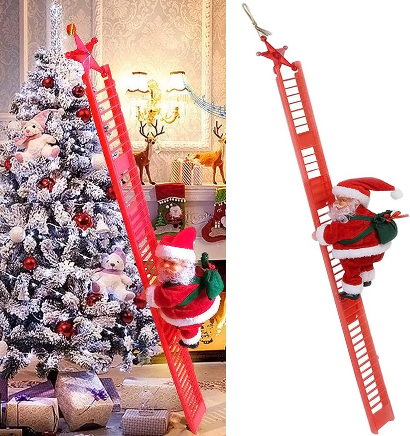 Χριστουγεννιάτικη Μουσική Φιγούρα Άγιος Βασίλης που Ανεβαίνει Σκάλα 56cm Χριστουγεννιάτικη Μουσική Φιγούρα Άγιος Βασίλης που Ανεβαίνει Σκάλα 56cm