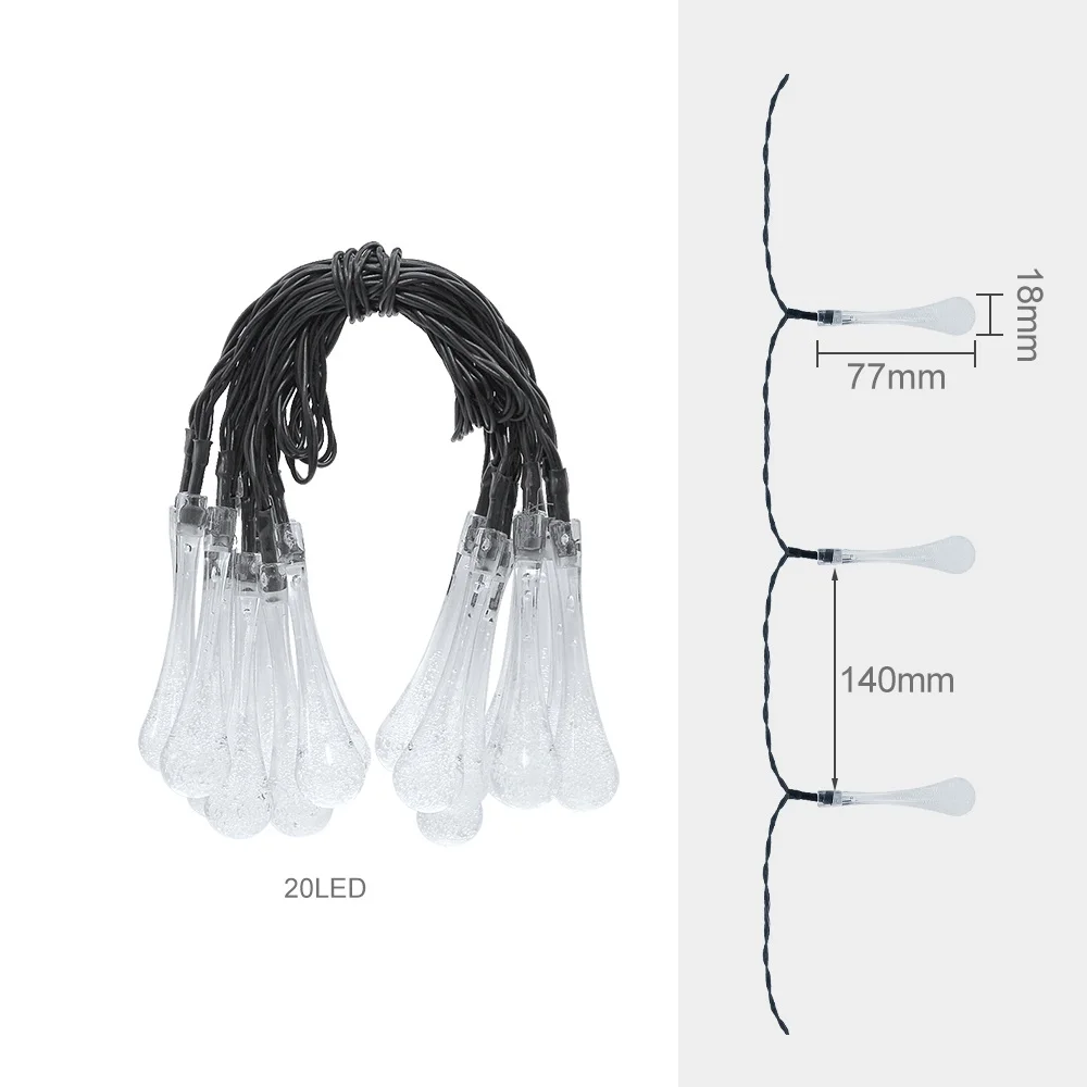 Χριστουγεννιάτικη RGB Αδιάβροχή Γιρλάντα 6.5m με Ηλιάκο Πάνελ & 30 Διακοσμητικές LED Σταγόνες - Λαμπάκια Χριστουγεννιάτικη RGB Αδιάβροχή Γιρλάντα 6.5m με Ηλιάκο Πάνελ & 30 Διακοσμητικές LED Σταγόνες - Λαμπάκια