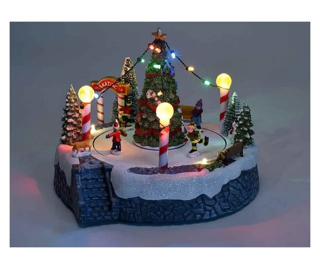 Χριστουγεννιάτικη Σκηνή Παγοδρομίου με Δέντρο LED Κίνηση και Μουσική Χριστουγεννιάτικη Σκηνή Παγοδρομίου με Δέντρο LED Κίνηση και Μουσική