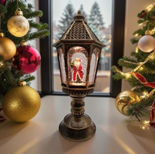 Χριστουγεννιάτικο Διακοσμητικό Φανάρι 31.5cm με Άγιο Βασίλη και LED Εφέ Νερού Χριστουγεννιάτικο Διακοσμητικό Φανάρι 31.5cm με Άγιο Βασίλη και LED Εφέ Νερού