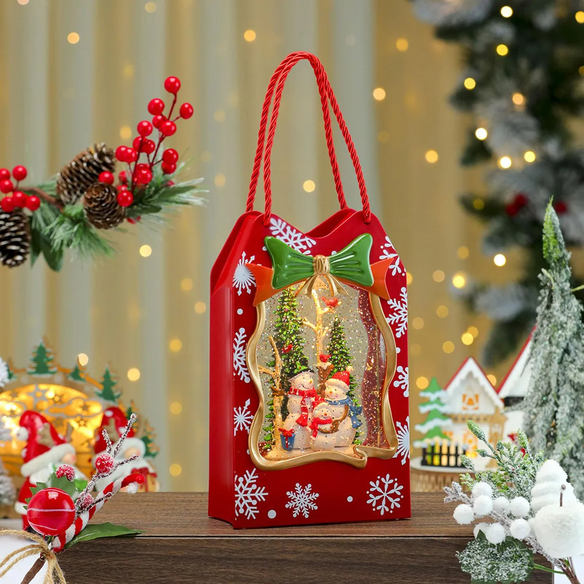 Χριστουγεννιάτικο Διακοσμητικό Φωτιζόμενη Τσάντα Δώρου με Χιονάνθρωπο και Κινούμενο Χιόνι 25 x 15 x 7cm Χριστουγεννιάτικο Διακοσμητικό Φωτιζόμενη Τσάντα Δώρου με Χιονάνθρωπο και Κινούμενο Χιόνι 25 x 15 x 7cm