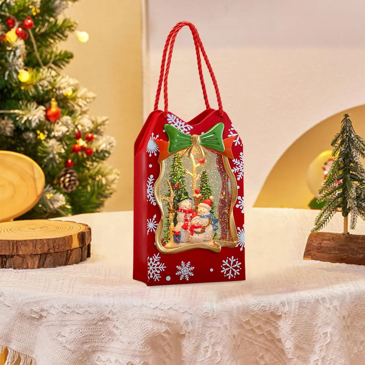 Χριστουγεννιάτικο Διακοσμητικό Φωτιζόμενη Τσάντα Δώρου με Χιονάνθρωπο και Κινούμενο Χιόνι 25 x 15 x 7cm Χριστουγεννιάτικο Διακοσμητικό Φωτιζόμενη Τσάντα Δώρου με Χιονάνθρωπο και Κινούμενο Χιόνι 25 x 15 x 7cm