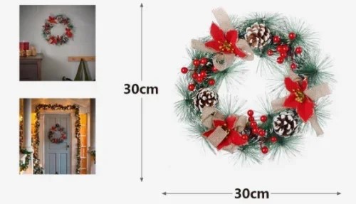 Χριστουγεννιάτικο Διακοσμητικό Στεφάνι 30cm Στολισμένο με Κουκουνάρια - KMT Style Χριστουγεννιάτικο Διακοσμητικό Στεφάνι 30cm Στολισμένο με Κουκουνάρια - KMT Style