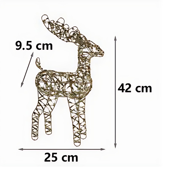 Χριστουγεννιάτικο Διακοσμητικό Τάρανδος Χρυσός με 25 LED 42 x 25 x 9.5cm Χριστουγεννιάτικο Διακοσμητικό Τάρανδος Χρυσός με 25 LED 42 x 25 x 9.5cm