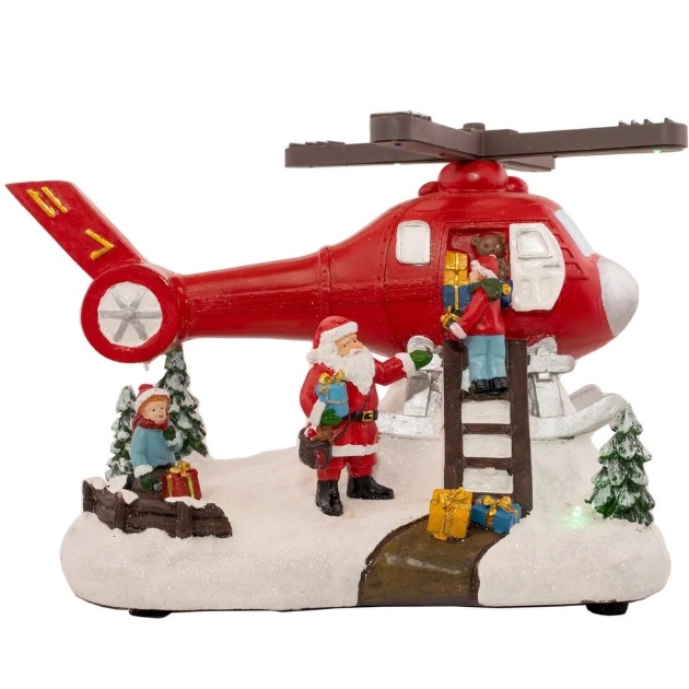 Χριστουγεννιάτικο Επιτραπέζιο Διακοσμητικό Ελικόπτερο-Άγιο Βασίλη με Φωτισμό LED Χριστουγεννιάτικο Επιτραπέζιο Διακοσμητικό Ελικόπτερο-Άγιο Βασίλη με Φωτισμό LED