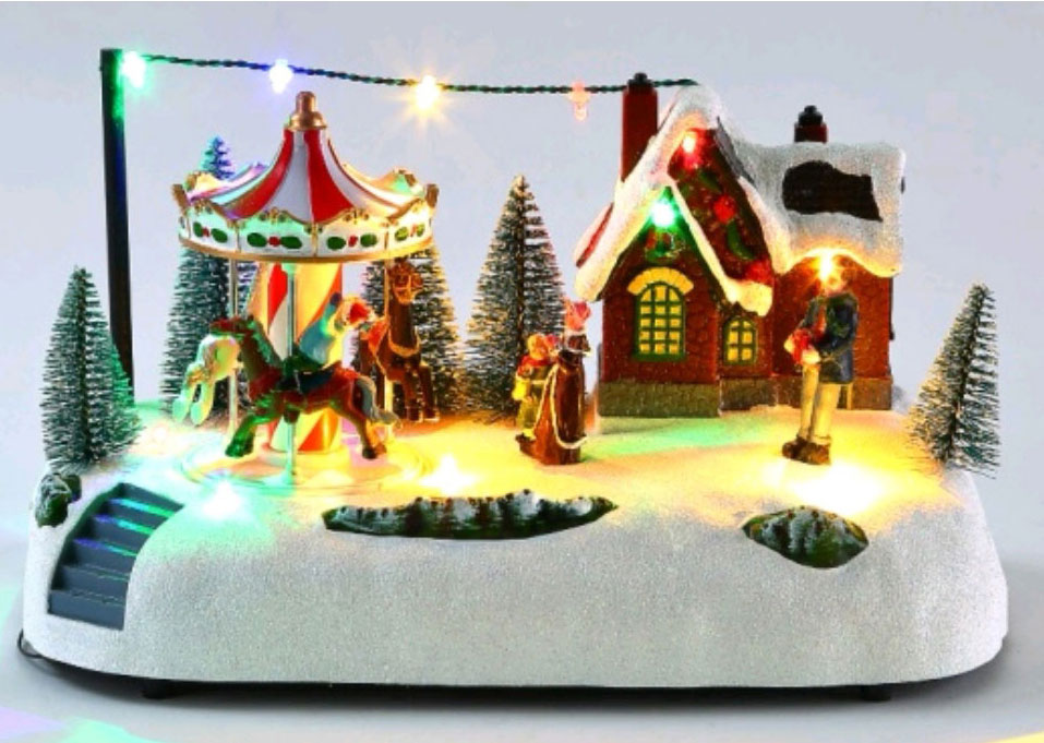Χριστουγεννιάτικο LED Φωτιζόμενο Χωριό με Καρουζέλ και Μουσική Χριστουγεννιάτικο LED Φωτιζόμενο Χωριό με Καρουζέλ και Μουσική