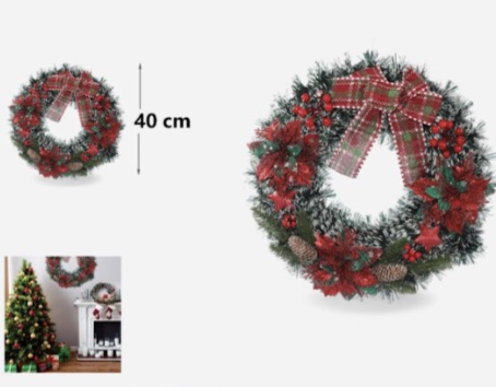 Χριστουγεννιάτικο Στεφάνι 40cm με Κόκκινα Στολίδια και Καρό Φιόγκο – Πολυτελής Διακόσμηση Εσωτερικού Χώρου Χριστουγεννιάτικο Στεφάνι 40cm με Κόκκινα Στολίδια και Καρό Φιόγκο – Πολυτελής Διακόσμηση Εσωτερικού Χώρου
