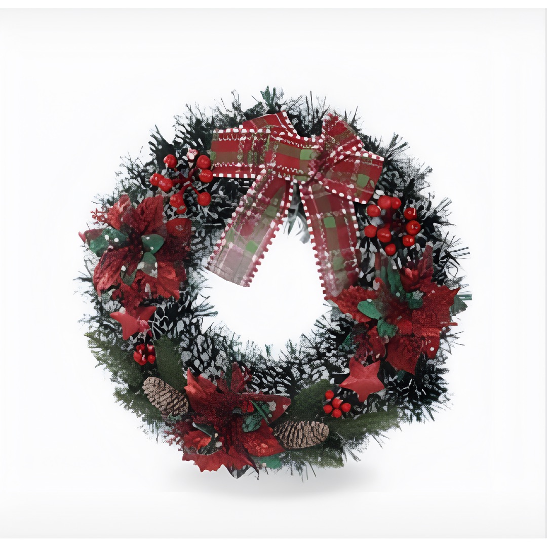 Χριστουγεννιάτικο Στεφάνι 40cm με Κόκκινα Στολίδια και Καρό Φιόγκο – Πολυτελής Διακόσμηση Εσωτερικού Χώρου Χριστουγεννιάτικο Στεφάνι 40cm με Κόκκινα Στολίδια και Καρό Φιόγκο – Πολυτελής Διακόσμηση Εσωτερικού Χώρου