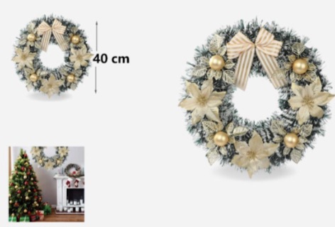 Χριστουγεννιάτικο Στεφάνι 40cm με Χρυσά Λουλούδια – Πολυτελής Διακόσμηση Εσωτερικού Χώρου Χριστουγεννιάτικο Στεφάνι 40cm με Χρυσά Λουλούδια – Πολυτελής Διακόσμηση Εσωτερικού Χώρου