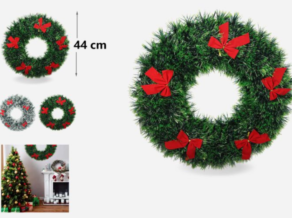 Χριστουγεννιάτικο Στεφάνι 44cm με Κόκκινες Κορδέλες Χριστουγεννιάτικο Στεφάνι 44cm με Κόκκινες Κορδέλες