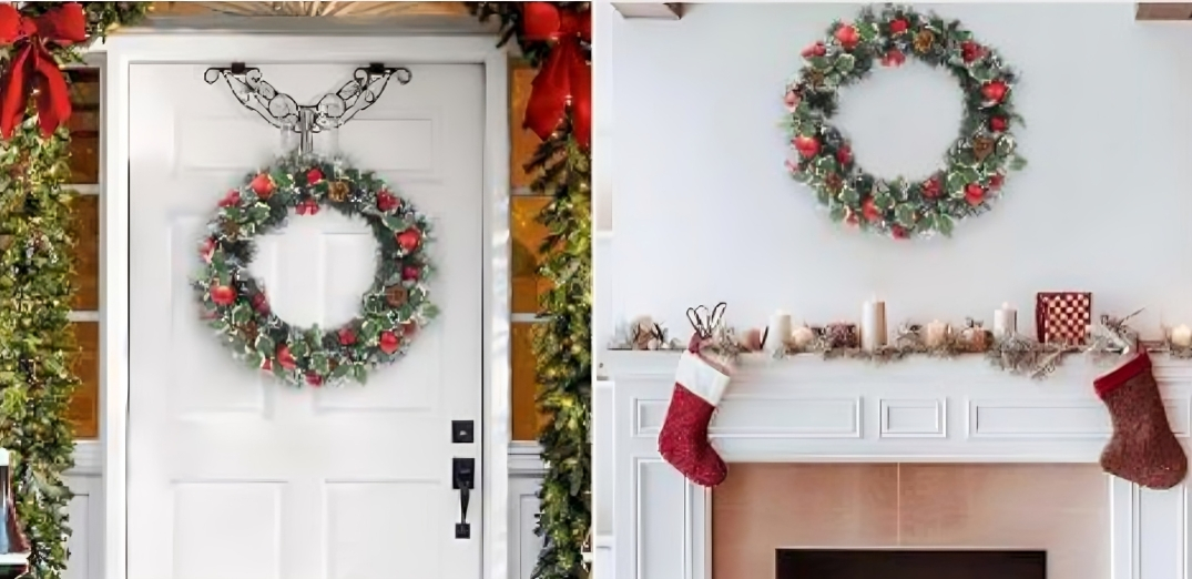 Χριστουγεννιάτικο Στεφάνι με Κόκκινα Μούρα, Μπάλες και Κουκουνάρια 40cm Χριστουγεννιάτικο Στεφάνι με Κόκκινα Μούρα, Μπάλες και Κουκουνάρια 40cm