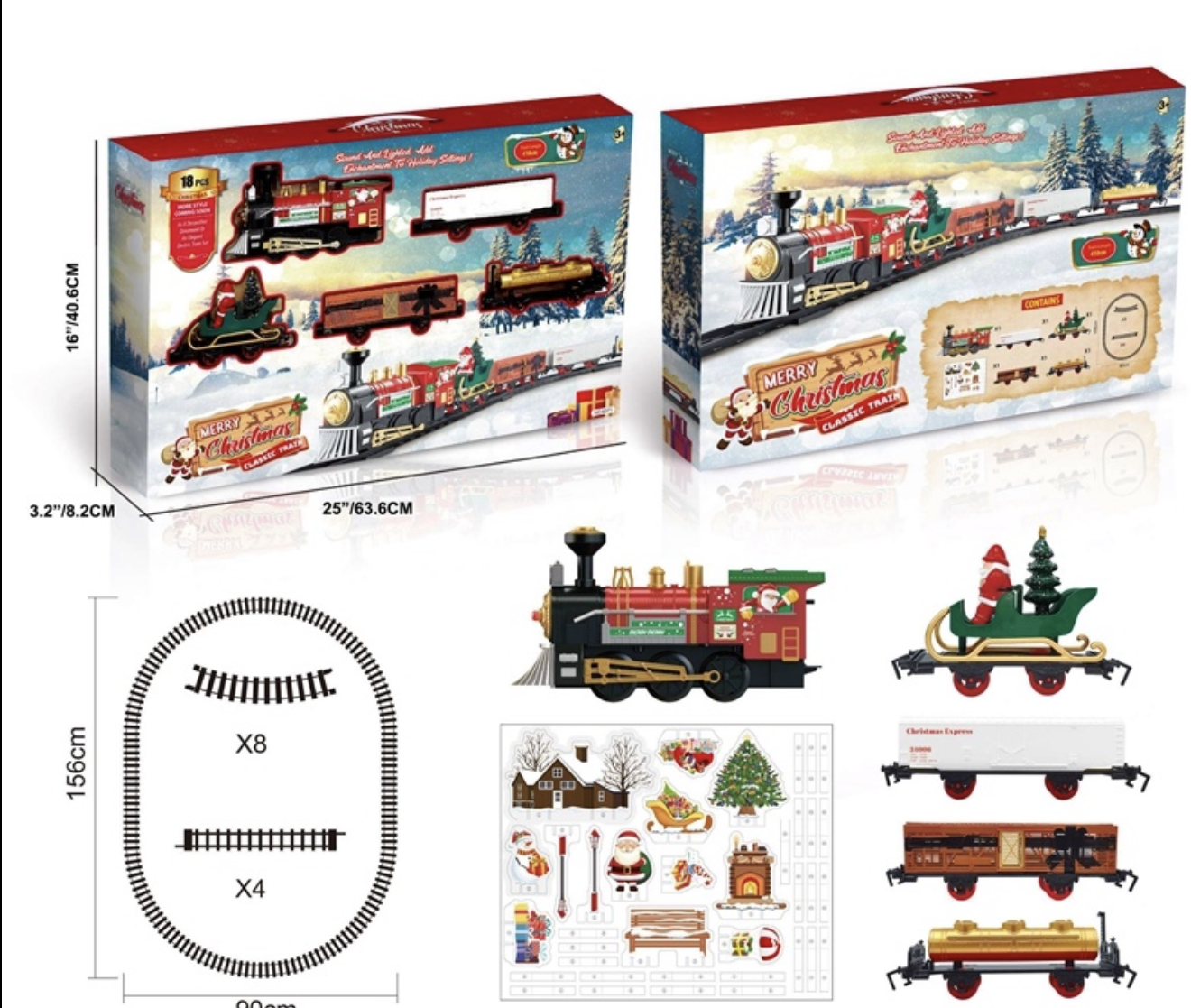 Χριστουγεννιάτικο Τρενάκι με Κίνηση και Μουσική – Σετ 18 Τεμαχίων με Ήχο και Διαδρομή 156×90 εκ. Χριστουγεννιάτικο Τρενάκι με Κίνηση και Μουσική – Σετ 18 Τεμαχίων με Ήχο και Διαδρομή 156×90 εκ.