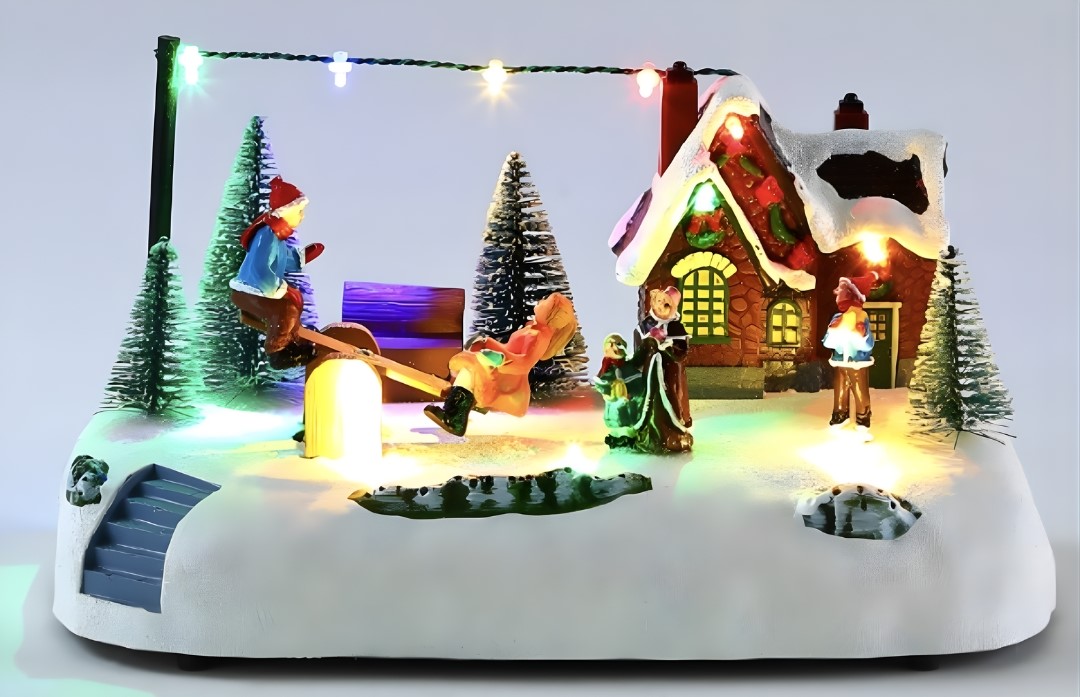 Χριστουγεννιάτικο Χωριό με Παιδάκια σε Τραμπάλα, LED Φωτισμό & Μουσική Χριστουγεννιάτικο Χωριό με Παιδάκια σε Τραμπάλα, LED Φωτισμό & Μουσική