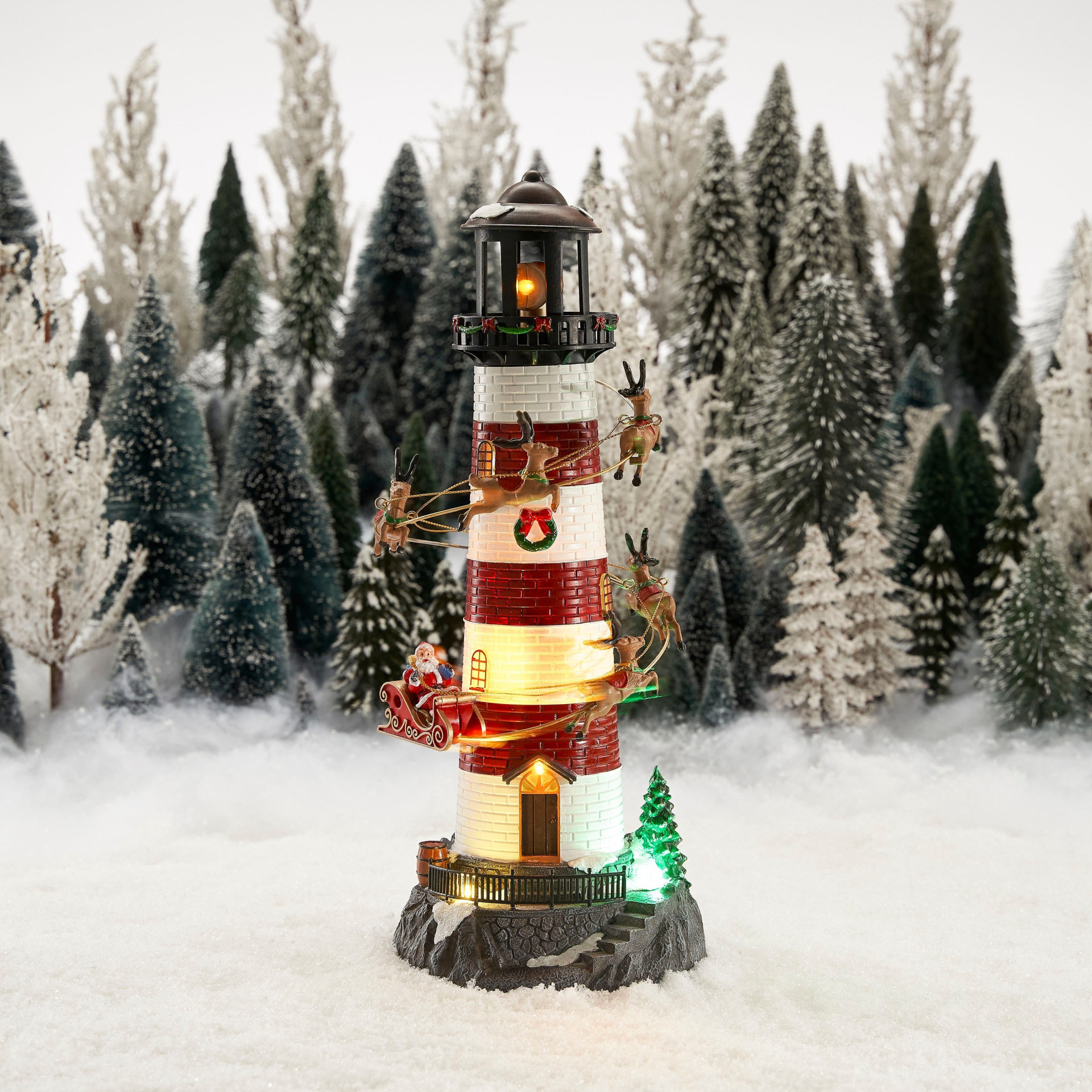 Χριστουγεννιάτικος Φάρος με Κινούμενους Ταράνδους, LED Φωτισμό & Μουσική Χριστουγεννιάτικος Φάρος με Κινούμενους Ταράνδους, LED Φωτισμό & Μουσική